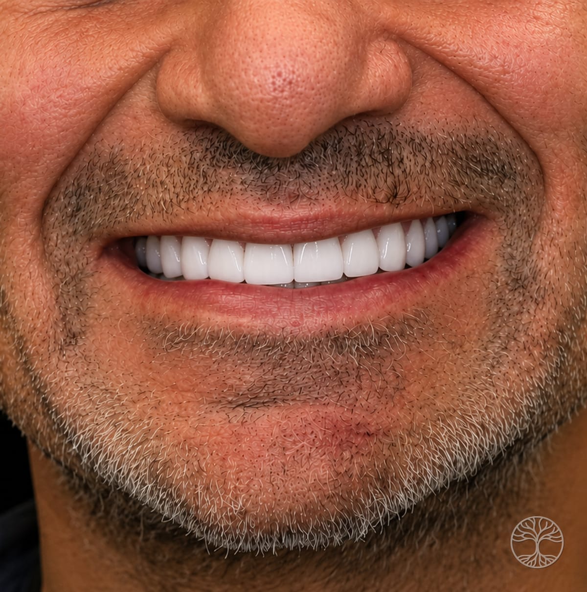 Full-arch dental implant smile restoration — after